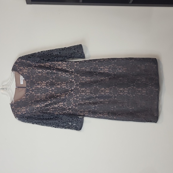 NADIA Gray Lace Overlay 3/4 Sleeve Sheath Dress NADIA Gray Lace Overlay 3/4 Sleeve Sheath Dress
